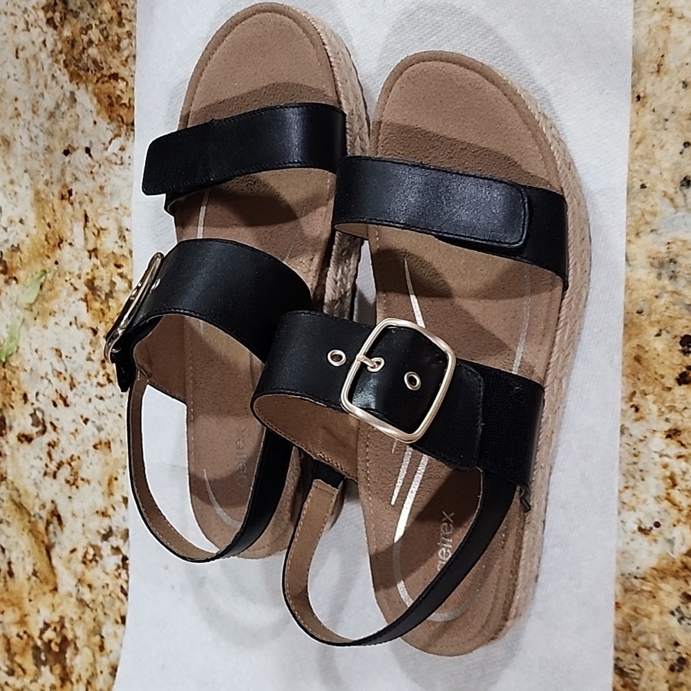 NEW Aetrex Vania Comfort Sandal size 10 black arch support platform